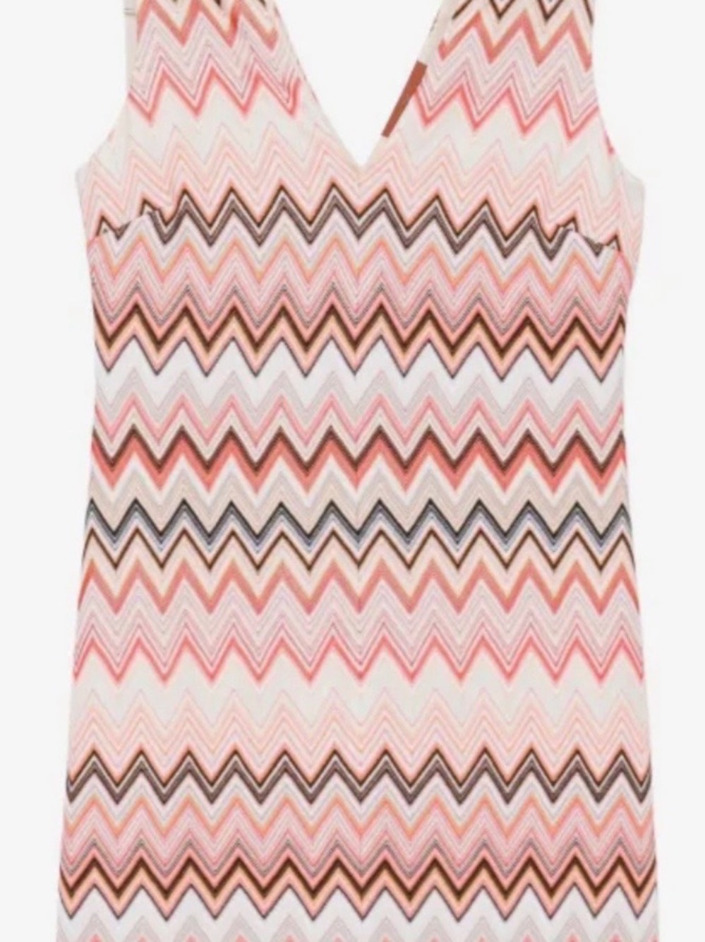 Missing sleeveless V-Neck Chevron Knit Top in brown and yellow